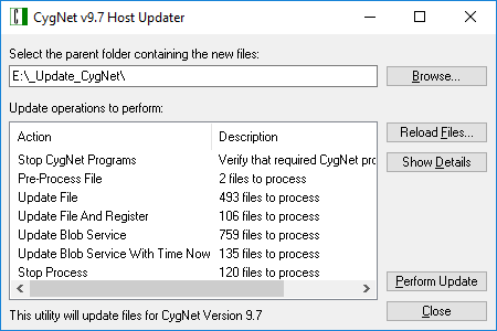 CygNet Host Updater sample dialog box